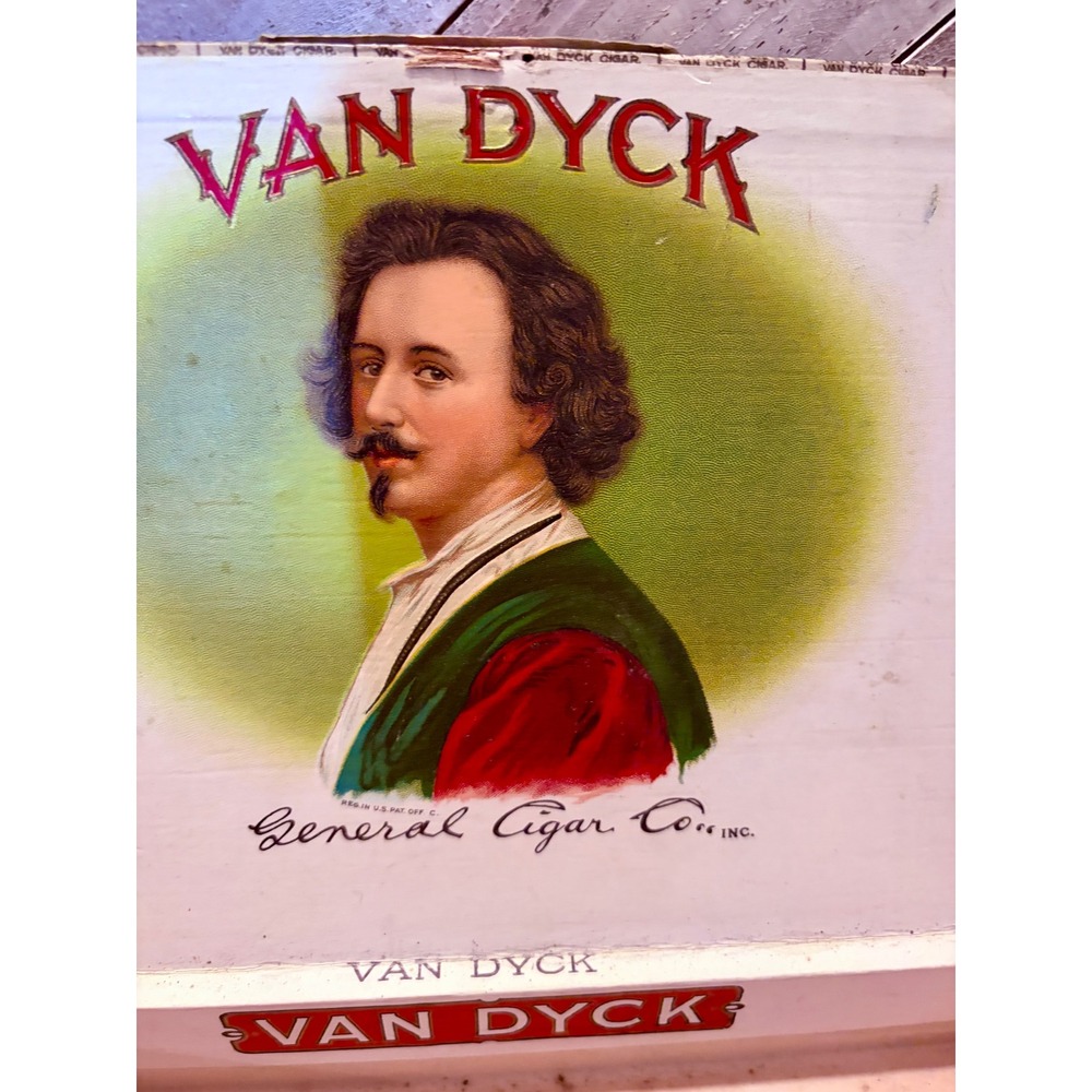 Vintage Van Dyck Wooden Cigar Box General Cigar Co National Very Choice Empty - Picture 8 of 9
